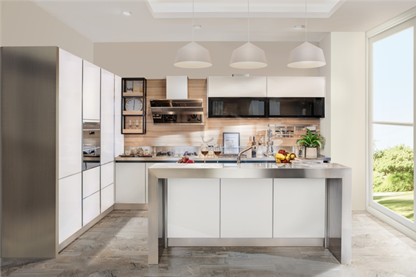 stain steel cabinets big kitchen